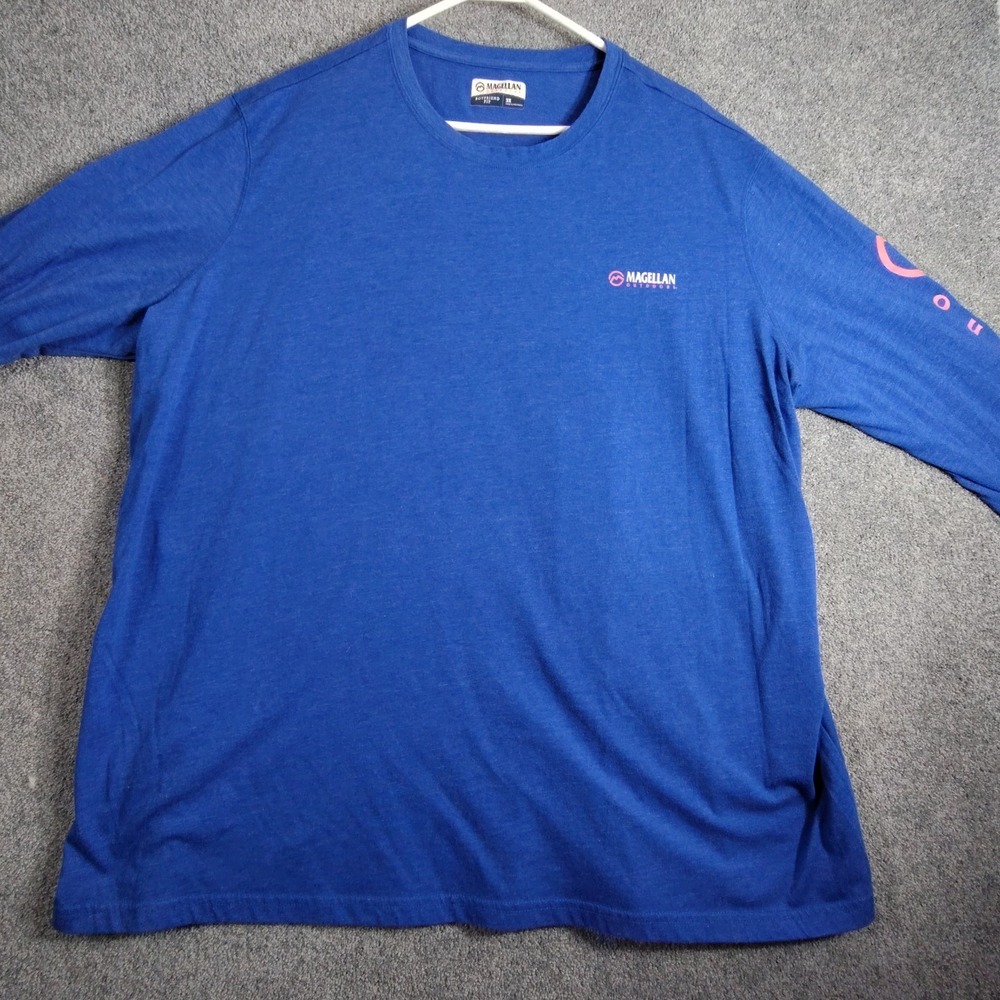Magellan Outdoors Mens 3XL Blue Boyfriend Fit Fish Gear Long Sleeve T-shirt